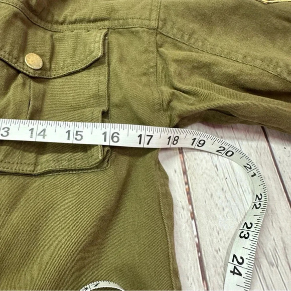 the roaster life co. military inspired olive green jacket sz XS grunge indie - Picture 8 of 12